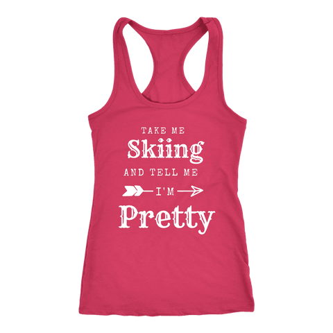 Image of Take Me Skiing T-shirt Next Level Racerback Tank Raspberry XS