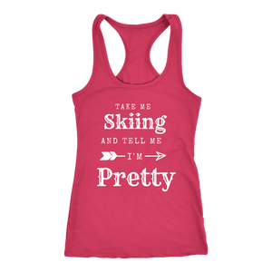 Take Me Skiing T-shirt Next Level Racerback Tank Raspberry XS