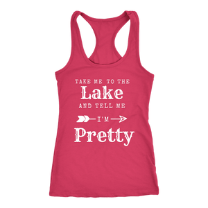 To The Lake T-shirt Next Level Racerback Tank Raspberry XS