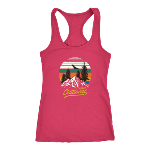 Image of Great Outdoors Shirts | Womens T-shirt Next Level Racerback Tank Raspberry XS