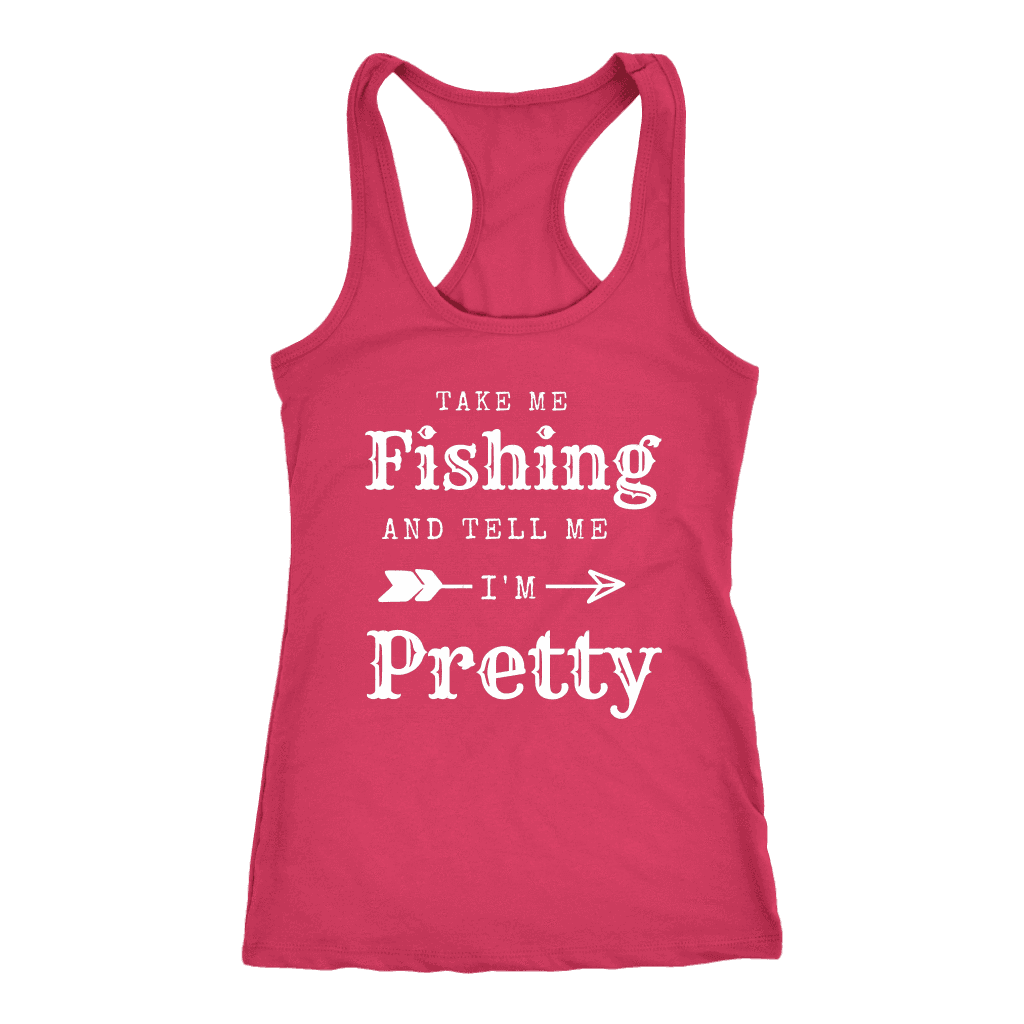 Take Me Fishing T-shirt Next Level Racerback Tank Raspberry XS