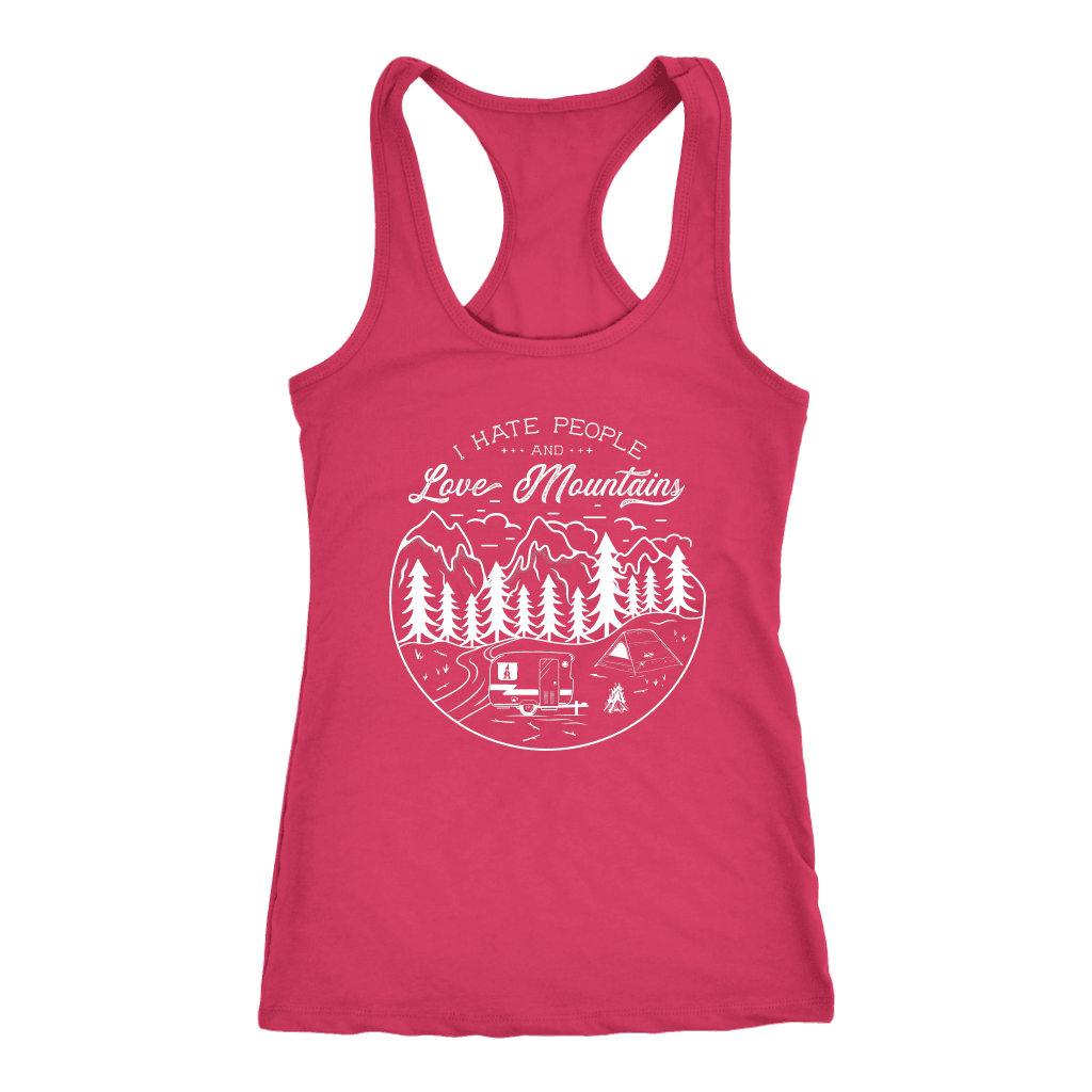 Hate Peeps, Love Mountains T-shirt Next Level Racerback Tank Raspberry XS