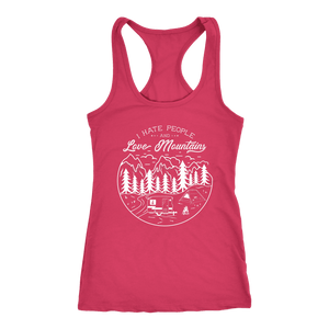 Hate Peeps, Love Mountains T-shirt Next Level Racerback Tank Raspberry XS