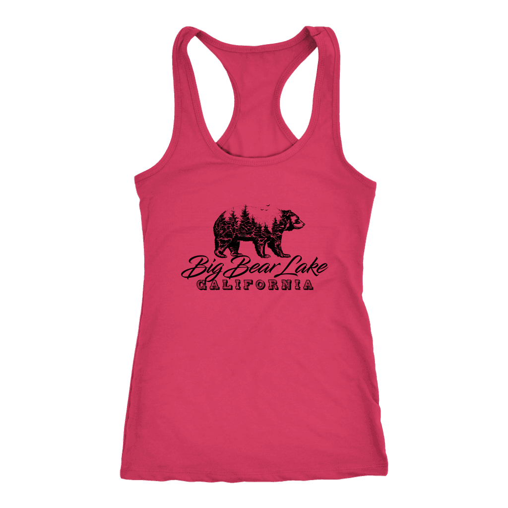 Big Bear Lake California V.2, Womens, Black T-shirt Next Level Racerback Tank Raspberry XS