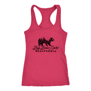 Big Bear Lake California V.2, Womens, Black T-shirt Next Level Racerback Tank Raspberry XS