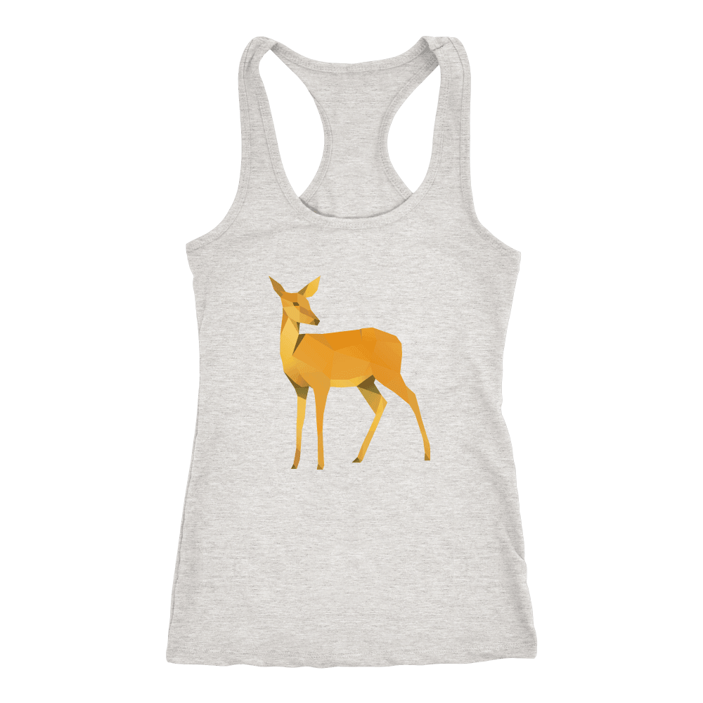 Polygonal Doe T-shirt Next Level Racerback Tank Heather Grey XS