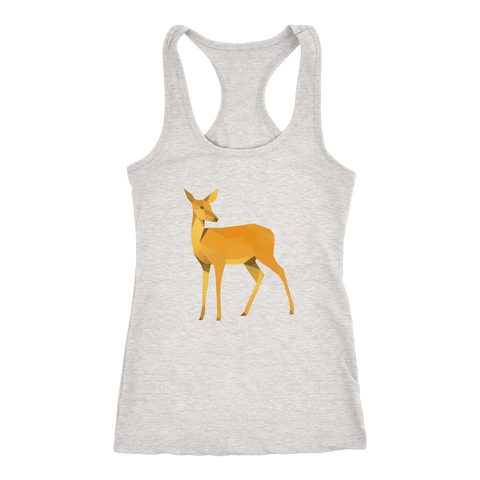 Image of Polygonal Doe T-shirt Next Level Racerback Tank Heather Grey XS