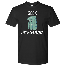 Seek Adventure with Backpack (Mens) T-shirt Next Level Mens Shirt Black S