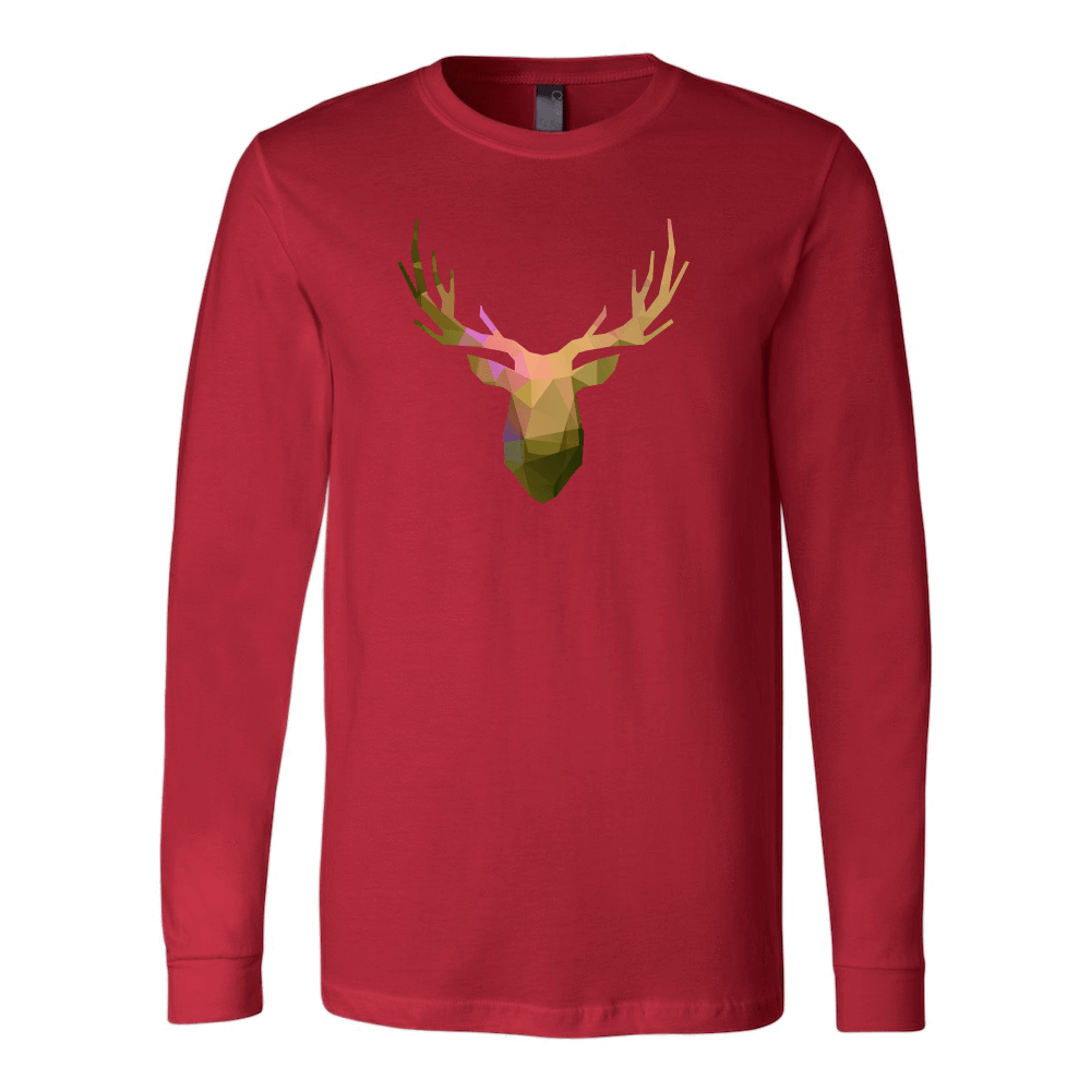 Deer Polygonal 2 T-shirt Canvas Long Sleeve Shirt Red S
