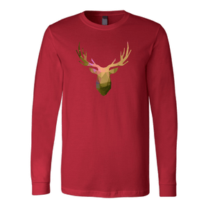 Deer Polygonal 2 T-shirt Canvas Long Sleeve Shirt Red S