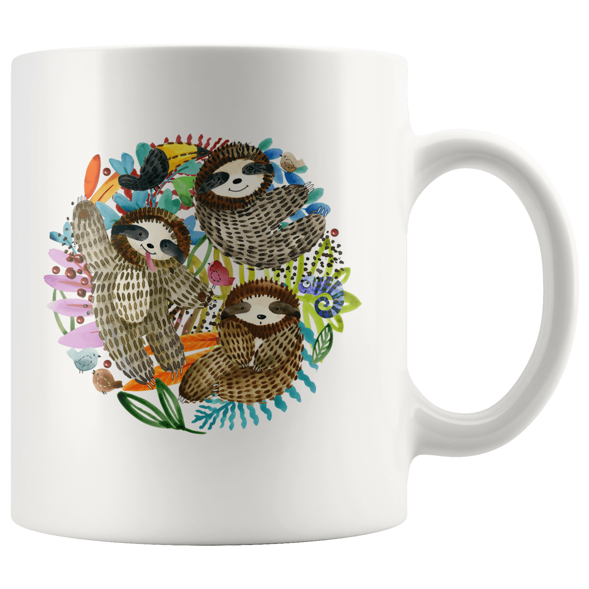 Fun Watercolor Sloth Mugs Drinkware 11oz Mug 