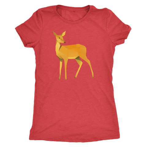 Image of Polygonal Doe T-shirt Next Level Womens Triblend Vintage Red S