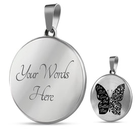 Butterflies Black and White Circle Necklace