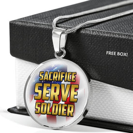 Sacrifice, Serve, Soldier(gold) | Circle Necklace Jewelry 