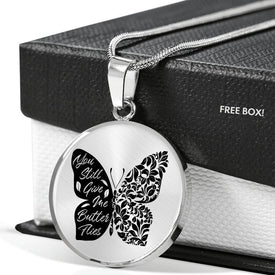 Butterflies Black and White Circle Necklace Jewelry 