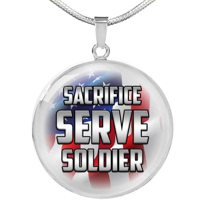 Sacrifice, Serve, Soldier(silver) | Circle Necklace Jewelry Luxury Necklace (Silver) No 