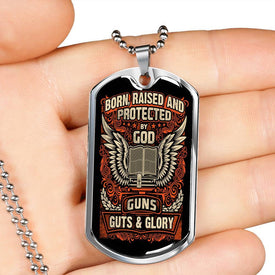 Protected by God and Guns Dog Tag