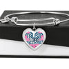 Trust in the Lord Bangle with Heart Charm Clear Jewelry 