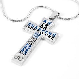Proverbs 27:17 Premium Cross, Blue