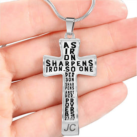Proverbs 27:17 Premium Cross, Black Jewelry 