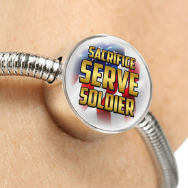 Sacrifice, Serve, Soldier(gold) Circle with Durable Steel Bracelet