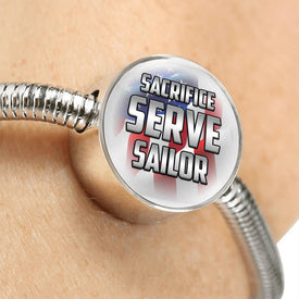 Sacrifice, Serve, Sailor(silver) Circle with Durable Steel Bracelet