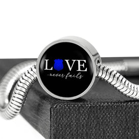 Love Never Fails, Police Circle with Durable Steel Bracelet Circle Charm 