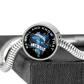 Be Still, White Background Circle with Durable Steel Bracelet Circle Charm 