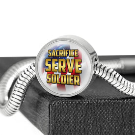 Sacrifice, Serve, Soldier(gold) Circle with Durable Steel Bracelet Circle Charm 