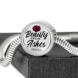 Beauty From Ashes White Circle with Durable Steel Bracelet Jewelry 