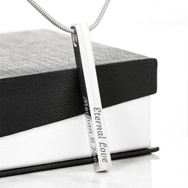 Stylish Bar Necklace With YOUR Custom Engraving | Vertical Stick Necklace Jewelry 