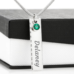 Birthstone Pendant Necklace with Your Custom Engraving Jewelry Birthstone Name Tag 