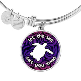 Let The Sea Set You Free, White Background Circle Bangle Jewelry 
