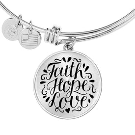 Faith Hope Love, Clear Background Circle Bangle Jewelry 