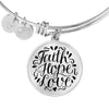 Faith Hope Love, Clear Background Circle Bangle Jewelry 