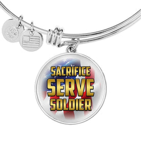 Sacrifice, Serve, Soldier(gold) | Circle Bangle Jewelry 