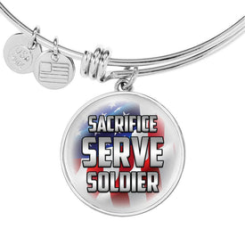 Sacrifice, Serve, Soldier(silver) | Circle Bangle Jewelry 