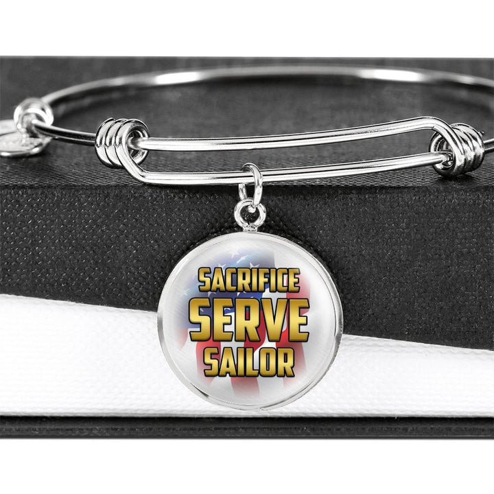 Sacrifice, Serve, Sailor(gold) | Circle Bangle Jewelry Luxury Bangle (Silver) No 