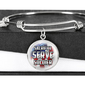 Sacrifice, Serve, Soldier(silver) | Circle Bangle