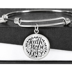 Faith Hope Love, Clear Background Circle Bangle