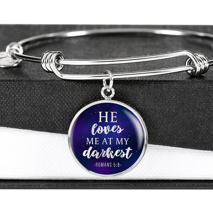 Loves me at my Darkest Color Circle Bangle Jewelry Luxury Bangle (Silver) No 