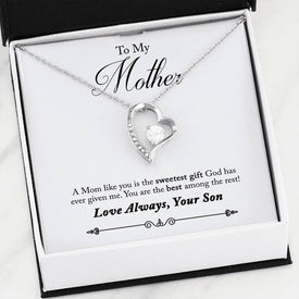 Son to Mother - Sweetest Gift God Gave Me Jewelry 14k White Gold Finish 