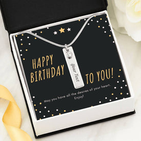 Happy Birthday! Birthstone Necklace with Custom Engraving Jewelry Birthstone Name Necklace (Stainless Steel) 