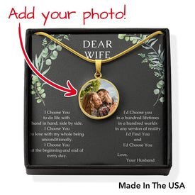 Dear Wife Necklace, Upload YOUR photo and wow her with this gift