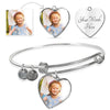 Custom Bangle Charm with YOUR Photo Jewelry Heart Pendant Silver Bangle No 