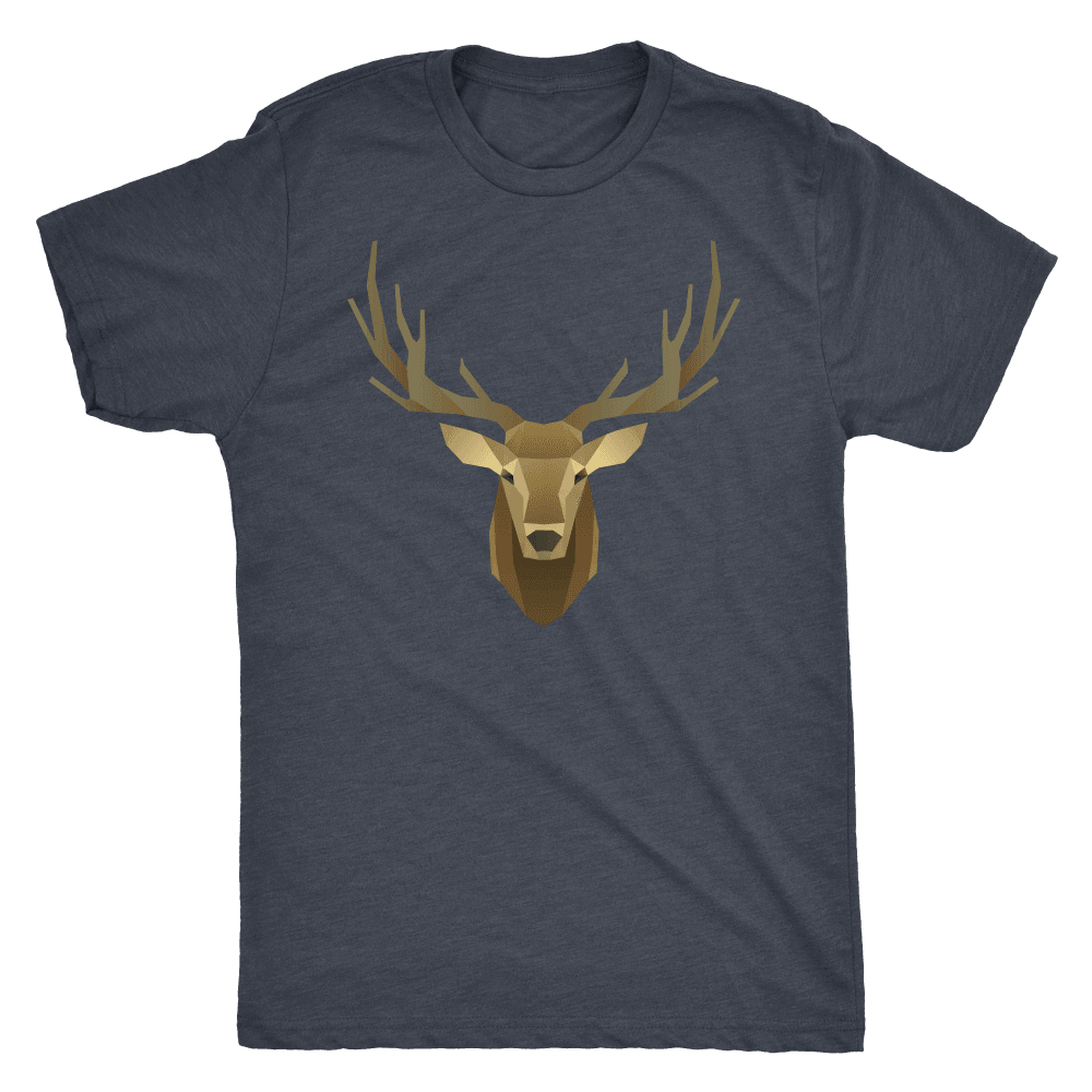 Deer Portrait, Real T-shirt Next Level Mens Triblend Vintage Navy S