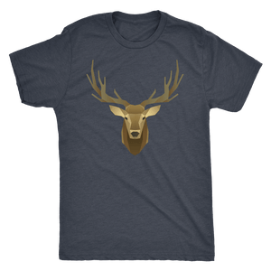 Deer Portrait, Real T-shirt Next Level Mens Triblend Vintage Navy S