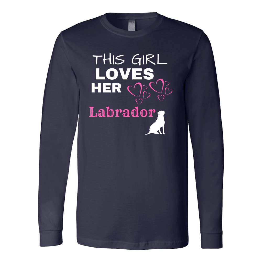 This Girl Loves Her Lab T-shirt Canvas Long Sleeve Shirt Navy S