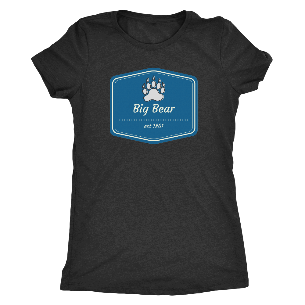 Big Bear Blue Logo T-shirt Next Level Womens Triblend Vintage Black S