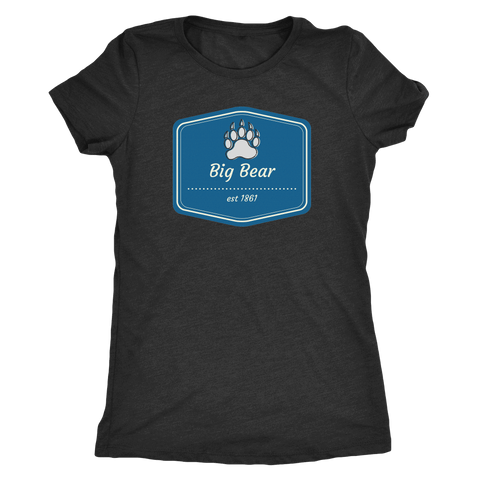 Image of Big Bear Blue Logo T-shirt Next Level Womens Triblend Vintage Black S